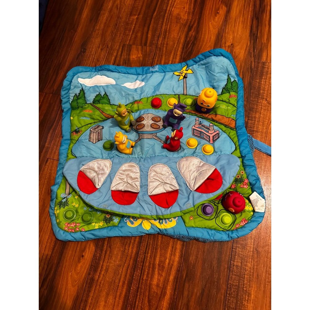 Teletubbies Vtg Mega Bloks INDOOR Play Mat and‎ blocks 24” RARE 1999 Noo-no READ